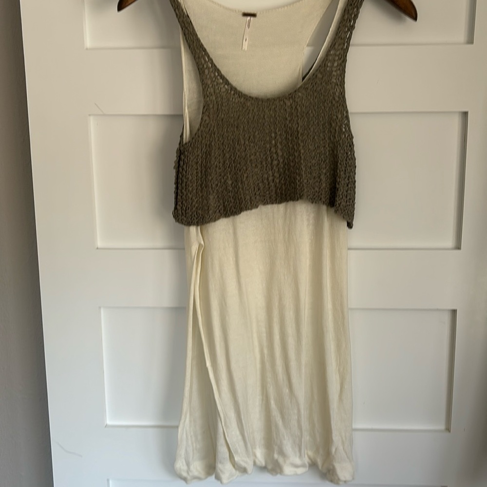 Free people, tank top shirt, dress with cropped crochet, sweater, size small.